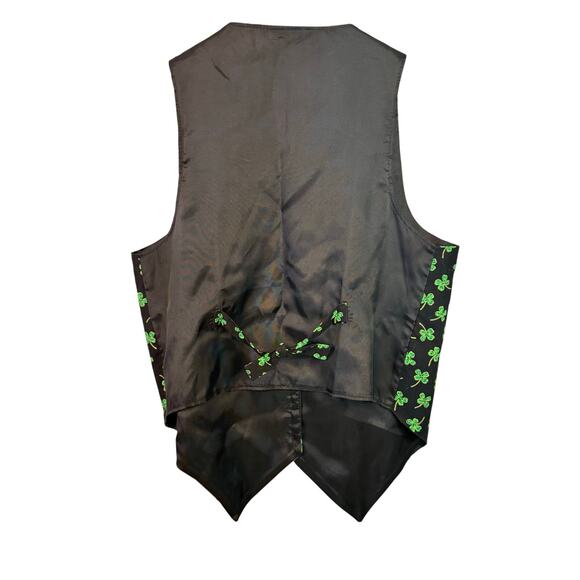 Vintage St. Patrick's Day Vest Medium Unisex Black Green 111 Main Paddy's Day - Picture 2 of 5
